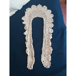 Vintage Hand Crocheted Collar Maybe Antique 21" long Ivory color womens